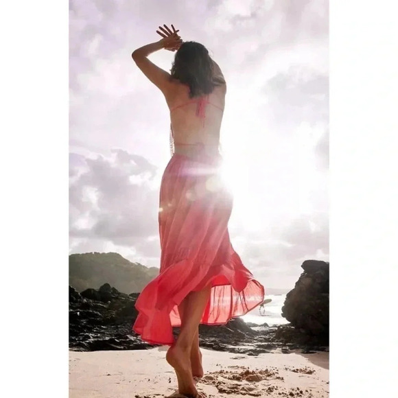 NWT Free People Taking Sides Maxi Dress in Red Roses Medium - Picture 2 of 8